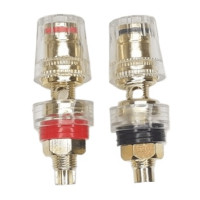 M8 Threaded Terminal  brass HM-052B Black and Red, 1 Pair