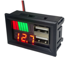 12V Battery Charge Indicator + Voltmeter + Dual USB Car Module