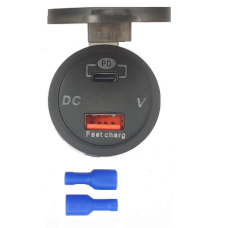 Recessed charger with indicator, 12v-24v/USB QC 3.0/PD Type-C, 12V-24V/USB QC 3.0/PD Type-C 