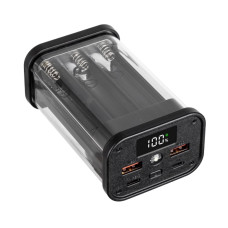 18650 Battery Case power bank 6-Slot Black 22.5W Fast Charge PD