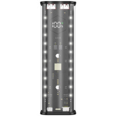 21700 Battery Case power bank 4-Slot LED Transparent Black 22.5W Fast Charge pd