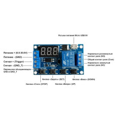 XY-J02 LED Time Delay Relay 0.1s-999min (5-30V, 10A / AC 250V) Micro USB