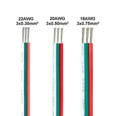 Flat Cable 22/20/18 AWG 3-Conductor for RGB LED Strip